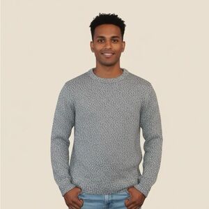 100% Alpaca Gray Hand Knit Crewneck Sweater Men Size Large Pullover Made in Peru